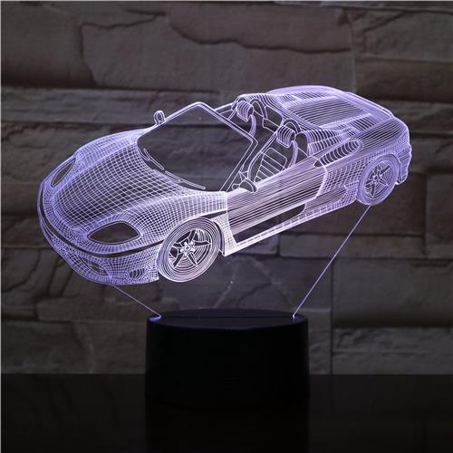 3D Led Lamp Met Gravering - RGB 7 Kleuren - Auto