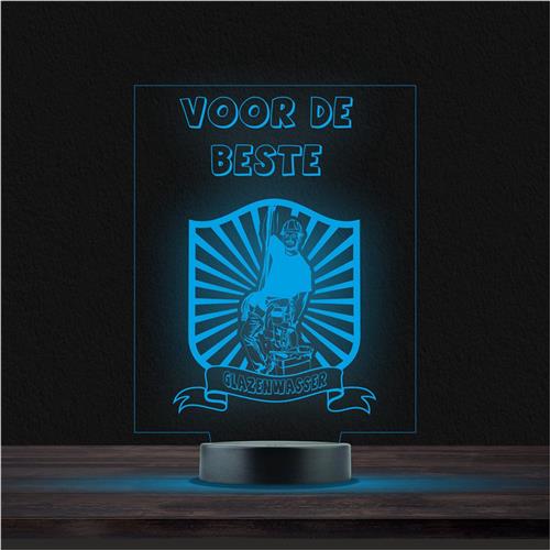 Led Lamp Met Gravering - RGB 7 Kleuren - Voor De Beste Glazenwasser