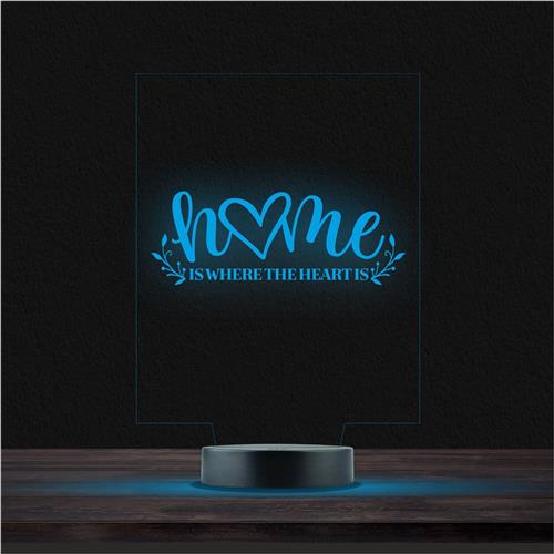 Led Lamp Met Gravering - RGB 7 Kleuren - Home Is Where The Heart Is