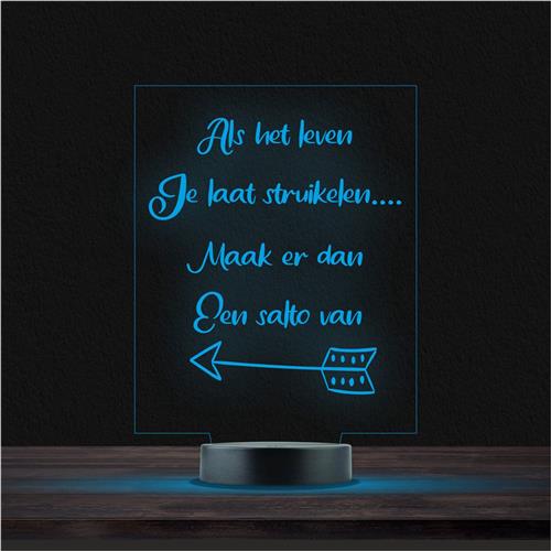 Led Lamp Met Gravering - RGB 7 Kleuren - Als Het Leven Je Laat Struikelen