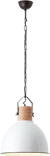 BRILLIANT lamp Barrow hanglamp 42cm hout licht / wit glanzend | 1x A60, E27, 40W, geschikt voor normale lampen (niet inbegrepen) | Schaal A ++ tot E | Ketting kan worden ingekort