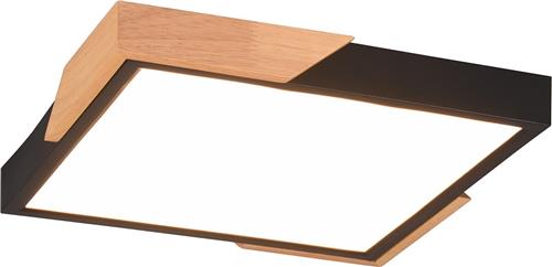 LED Plafondlamp - Plafondverlichting - Torna Mirza - 20W - Warm Wit 3000K - Dimbaar - Vierkant - Mat Zwart - Kunststof