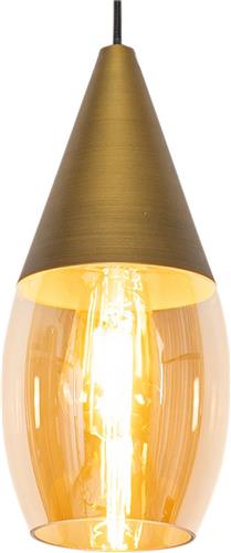 QAZQA drop - Moderne Hanglamp - 1 lichts - Ø 14.6 cm - Goud - Woonkamer | Slaapkamer | Keuken