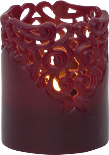 Star Trading LED echte waskaars 'Clary', batterij en timer, donkerrood, 10cm