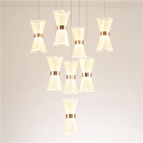Dimbare hanglamp met gouden details, 8-lichts - Aegea