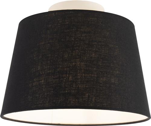 QAZQA combi - Klassieke Plafondlamp met kap - 1 lichts - Ø 250 mm - Zwart - Woonkamer | Slaapkamer | Keuken