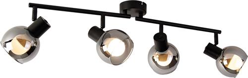 QAZQA vidro - Art Deco Dimbare LED Smart Plafondlamp incl. wifi met Dimmer - 4 lichts - L 77 cm - Zwart - Woonkamer | Slaapkamer | Keuken