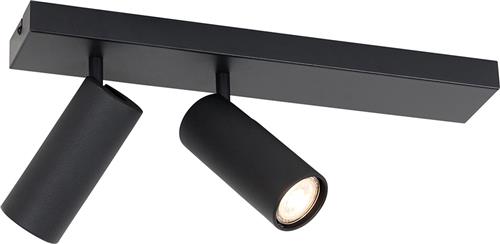 QAZQA renna - Moderne Plafondspot | Spotje | Opbouwspot - 2 lichts - L 45 cm - Zwart - Woonkamer | Slaapkamer | Keuken