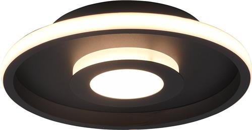 LED Plafondlamp - Badkamerlamp - Trion Asmaya - Opbouw Rond 28W - Spatwaterdicht IP44 - Dimbaar - Warm Wit 3000K - Mat Zwart - Aluminium