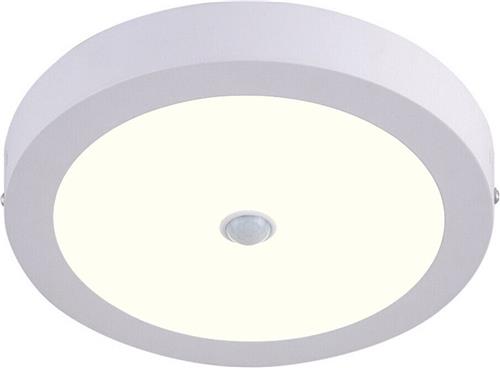 LED Downlight - Facto Dury - PIR Bewegingssensor 360° + Dag en Nacht Sensor - 24W - Natuurlijk Wit 4000K - Opbouw - Rond - Mat Wit - OSRAM LEDs