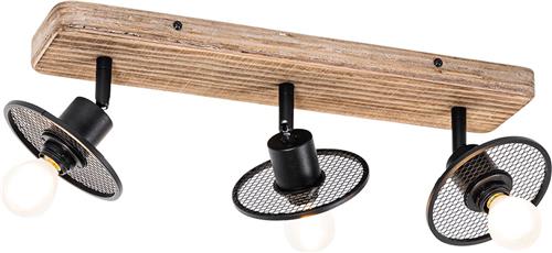 QAZQA jasmijn - Industriele Plafondspot | Spotje | Opbouwspot - 3 lichts - L 44 cm - Bruin - Industrieel - Woonkamer | Slaapkamer | Keuken