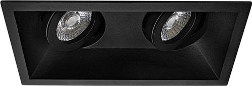 Spot Armatuur GU10 - Pragmi Zano Pro - GU10 Inbouwspot - Rechthoek Dubbel - Zwart - Aluminium - Kantelbaar - 185x93mm