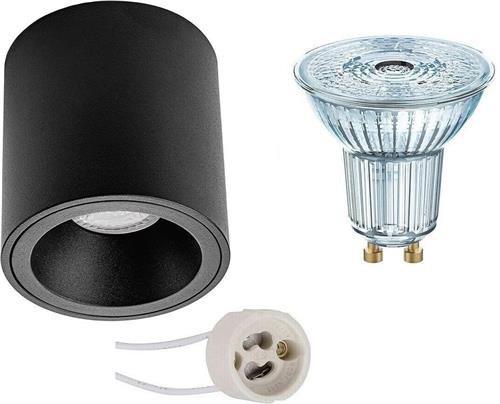 Opbouwspot Set - OSRAM Parathom PAR16 940 36D - Pragmi Cliron Pro - GU10 Fitting - Dimbaar - Opbouw Rond - Mat Zwart - 3.7W - Natuurlijk Wit 4000K - Verdiept - Ø90mm
