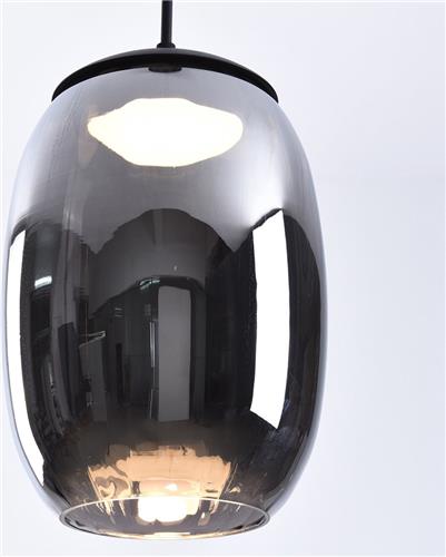 Zwarte hanglamp Nadine met smoke grijs glas en 3-staps dim