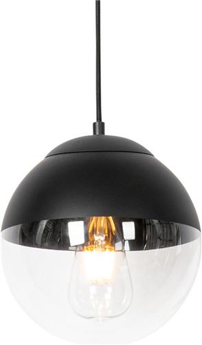 QAZQA eclipse - Retro Hanglamp - 1 lichts - Ø 20 cm - Zwart - Woonkamer | Slaapkamer | Keuken