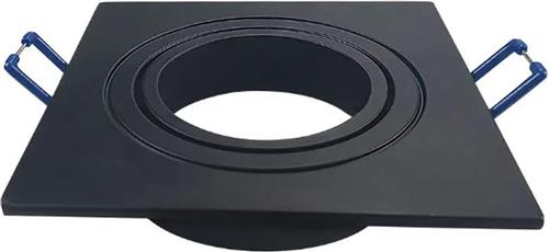 Inbouw spot GU10 + MR16 - Aluminium - 91mm - Vierkant armatuur - Verstelbaar - Zwart