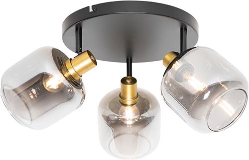 QAZQA zuzanna - Moderne Plafondspot | Spotje | Opbouwspot - 3 lichts - Ø 57 cm - Zwart Goud - Woonkamer | Slaapkamer | Keuken