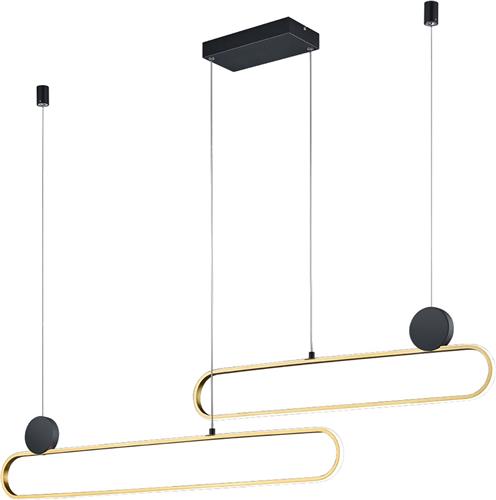 LED Hanglamp - Hangverlichting - Torna Grada - 54W - Aanpasbare Kleur - Dimbaar - Rechthoek - Mat Goud - Aluminium