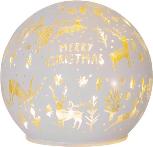 Star Trading LED ball light MerryX-Mas, tafeldecoratie, wit, warm wit, glazen bol, timer, batterij, Ø12 cm