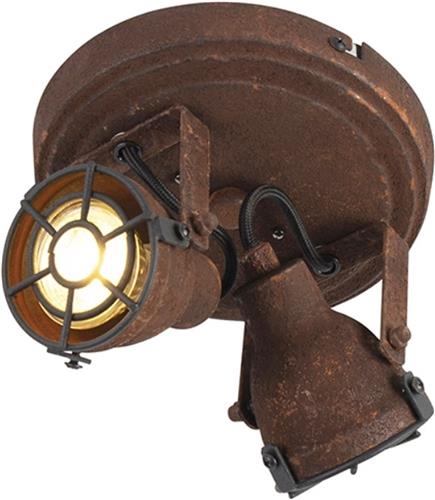 QAZQA sorra - Industriele Plafondspot | Spotje | Opbouwspot - 2 lichts - H 140 mm - Roestbruin - Industrieel - Woonkamer | Slaapkamer | Keuken