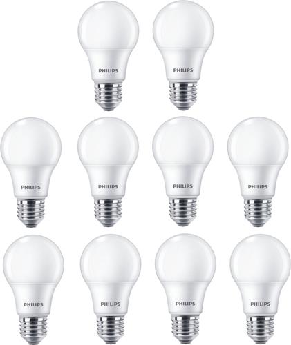 Doos 10 stuks Philips LED lamp E27 8W 806lm 2700K Mat Niet-Dimbaar Cri90 A60