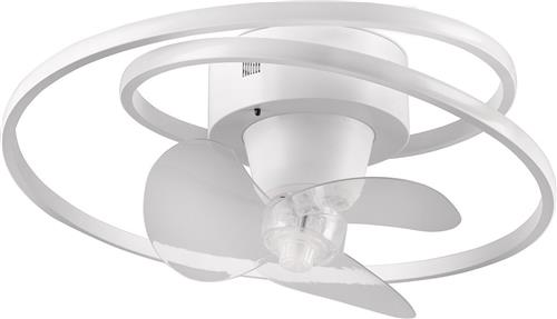 LED Plafondlamp met Ventilator - Plafondventilator - Trion Muaz - 38W - Aanpasbare Kleur - Afstandsbediening - Dimbaar - Rond - Mat Wit - Metaal