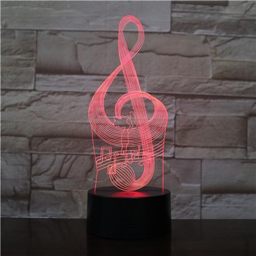 3D Led Lamp Met Gravering - RGB 7 Kleuren - Muzieknoot