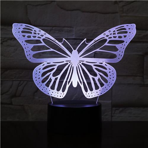 3D Led Lamp Met Gravering - RGB 7 Kleuren - Vlinder