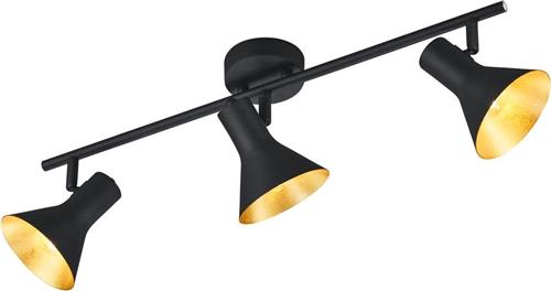 LED Plafondspot - Trion Nana - E14 Fitting - 3-lichts - Rond - Mat Zwart/Goud - Aluminium