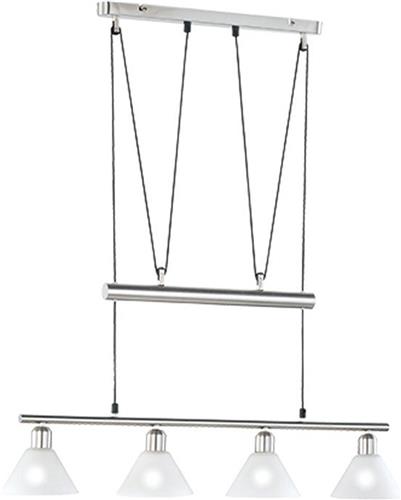 LED Hanglamp - Hangverlichting - Torna Stomun - E14 Fitting - 4-lichts - Rechthoek - Mat Nikkel - Aluminium