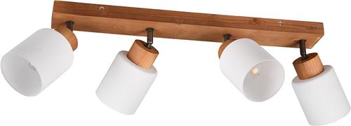 LED Plafondspot - Plafondverlichting - Trion Asmara - E14 Fitting - 4-lichts - Rechthoek - Mat Bruin - Hout