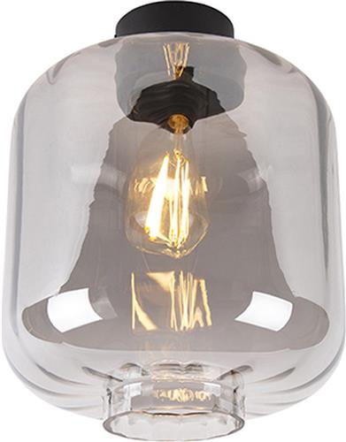 QAZQA qara - Design Plafondlamp - 1 lichts - Ø 250 mm - Zwart - Woonkamer | Slaapkamer | Keuken
