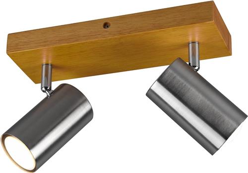 LED Plafondspot - Torna Milona - GU10 Fitting - 2-lichts - Rond - Mat Nikkel - Aluminium