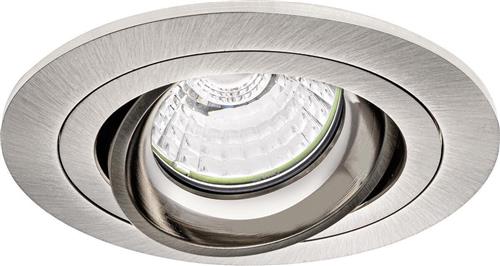 Spot Armatuur GU10 - Pragmi Alpin Pro - GU10 Inbouwspot - Rond - Nikkel - Aluminium - Kantelbaar - Ø92mm