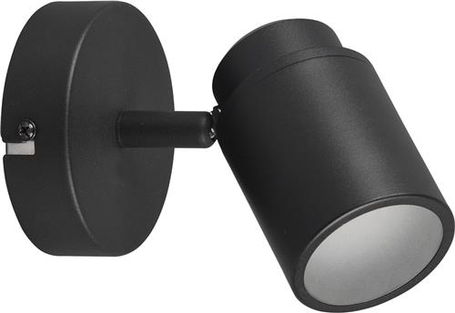 LED Wandspot - Trion Artion - GU10 Fitting - Spatwaterdicht IP44 - Rond - Mat Zwart - Aluminium