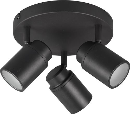 LED Plafondspot - Torna Artion - GU10 Fitting - Spatwaterdicht IP44 - Rond - Mat Zwart - Aluminium