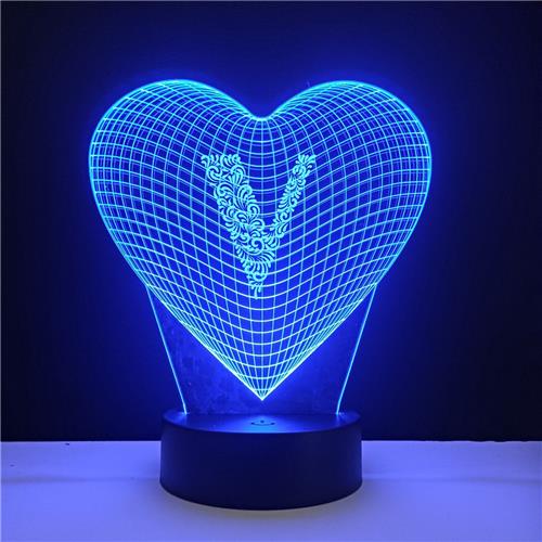 3D LED Lamp - Hart Met Letter - V