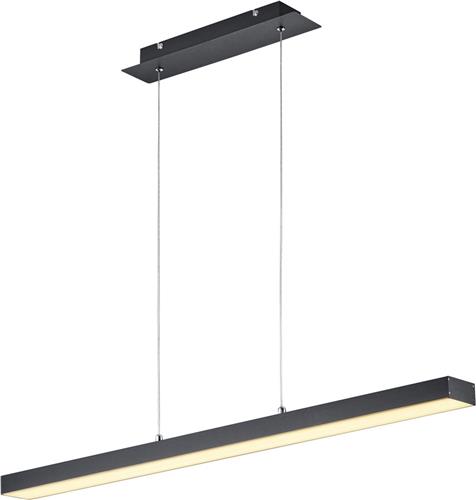 LED Hanglamp - Trion Agina - 18W - Aanpasbare Kleur - Dimbaar - Rechthoek - Mat Zwart - Aluminium