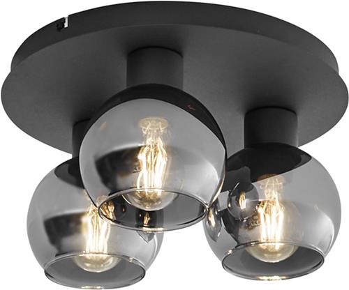 QAZQA vidro - Art Deco Plafondlamp - 3 lichts - Ø 32 cm - Grijs - Woonkamer | Slaapkamer | Keuken