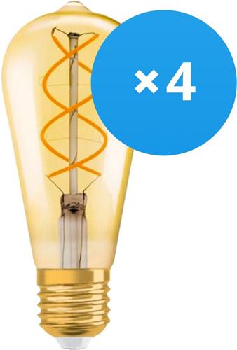 Voordeelpak 4x Ledvance Vintage 1906 LED E27 Peer Goud 4W 300lm - 820 Zeer Warm Wit | Vervangt 25W