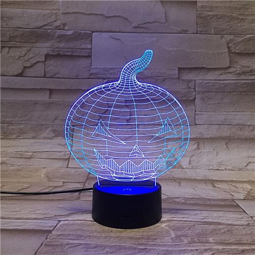 3D Led Lamp Met Gravering - RGB 7 Kleuren - Pompoem Halloween