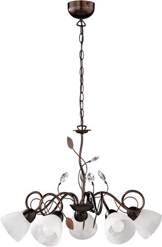 LED Hanglamp - Hangverlichting - Torna Trada - E14 Fitting - 5-lichts - Rond - Antiek Roestkleur - Aluminium