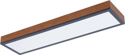 Lindby - LED plafondlamp - 1licht - IJzer, aluminium, MDF, acryl - H: 6.5 cm - grafietgrijs, licht hout, wit - Inclusief lichtbron