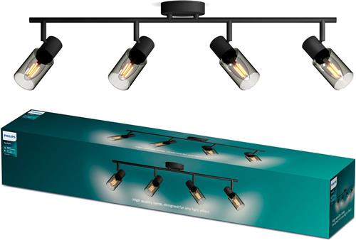 Philips Palms Spot - Plafondspot met vier lichtpunten - Met gerookt glas - Kleine fitting E14