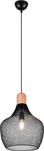LED Hanglamp - Hangverlichting - Trion Jenna XL - E27 Fitting - 1-lichts - Rond - Mat Zwart - Aluminium
