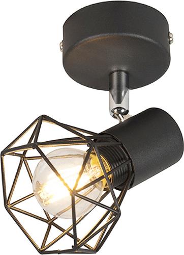 QAZQA mosh - Moderne Dimbare LED Smart Plafondspot | Spotje | Opbouwspot incl. wifi met Dimmer - 1 lichts - L 9 cm - Zwart - Woonkamer | Slaapkamer | Keuken