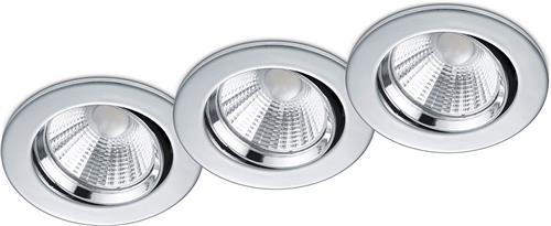 LED Spot 3 Pack - Inbouwspot - Trion Paniro - Rond 5W - Dimbaar - Warm Wit 3000K - Mat Chroom - Aluminium - Ø80mm