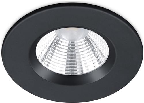 LED Spot - Inbouwspot - Trion Zagrona - 5W - Waterdicht IP65 - Dimbaar - Warm Wit 3000K - Mat Zwart - Aluminium - Rond