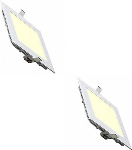 LED Downlight Slim 2 Pack - Inbouw Vierkant 9W - Warm Wit 2700K - Mat Wit Aluminium - 146mm