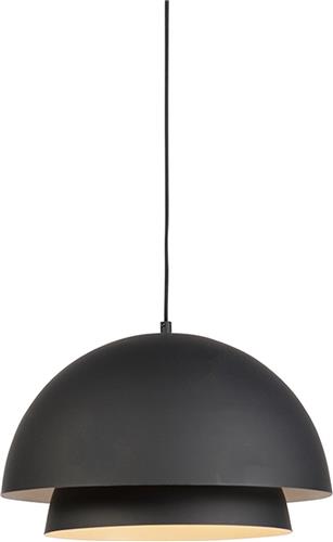 QAZQA claudius - Moderne Hanglamp met kap - 1 lichts - H 1650 mm - Zwart - Woonkamer | Slaapkamer | Keuken